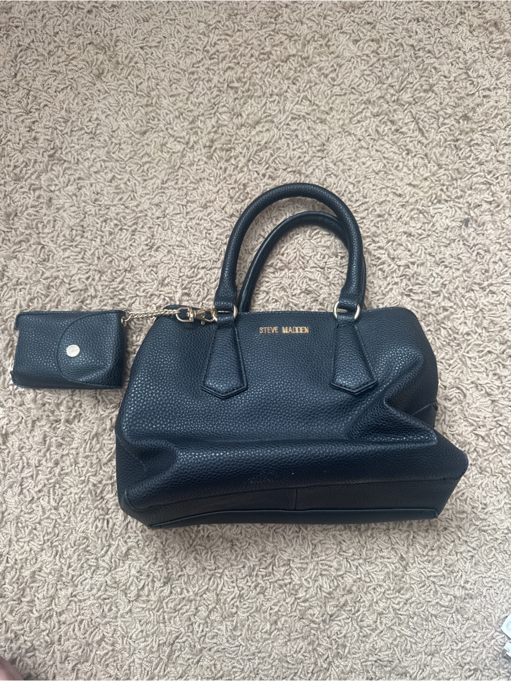Steve Madden Navy Pebbled Satchel with Coin Pouch